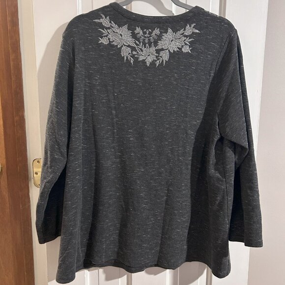J. Jill PXL Gray Tunic Women Thermal Embroidered Top - Picture 5 of 5